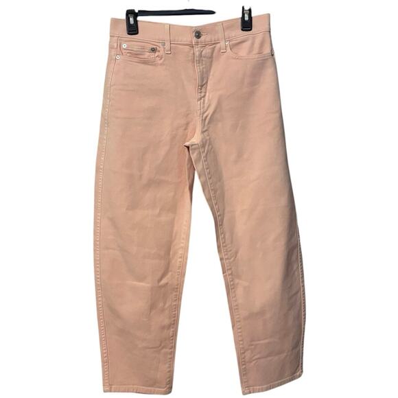 AYR The Beat Drop Peach Straight Leg Barrel High Rise Cropped Jeans Size 28 - Picture 2 of 7